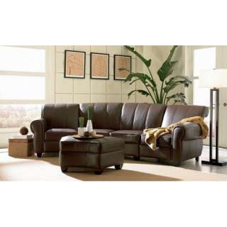  Monterey Leather Reclining Media Sectional Sofa w/Ottoman