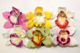   Hawaiian Tropical Wedding Bridal Party Orchid Foam Flower Hair Clips