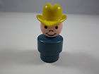 Vintage Fisher Price Little People Wood Body African Black Cowboy 