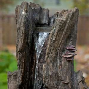 Log Waterfall Outdoor Water Fountain with LED Lights Yard and Garden 