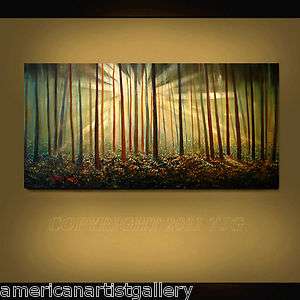 ORIGINAL PAINTING Modern Art Large 24X48 Abstract Sunset Trees By 