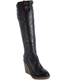 Moncler black leather Passy tall wedge boots  