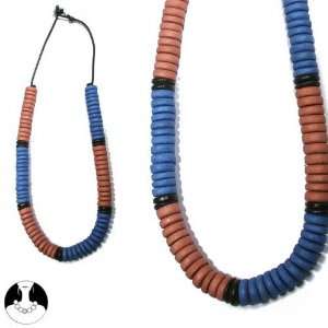 sg paris women necklace long necklace wood 70 cm comb denim blue and 