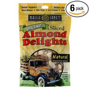 Organic Sliced Natural Ralw Almond Delights, 4 Ounce Packages (Pack 