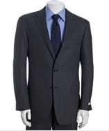 Hickey Freeman grey pinstripe worsted wool two button