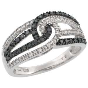 14k White Gold Ladies Diamond Love Knot Ring, w/ 0.50 Carat Brilliant 