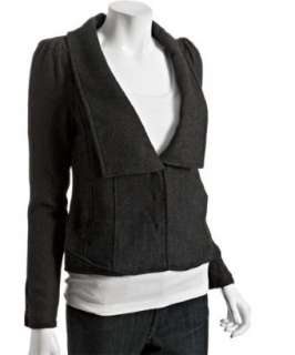 style #312099301 charcoal herringbone wool blend puff sleeve jacket