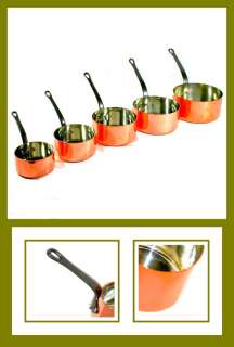 BAUMALU 5 SMOOTH copper pots pans + LIDS   TIN lined  