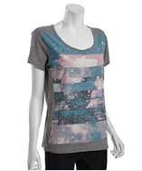 Marc by Marc Jacobs grey and blue striped ocean graphic front cotton 
