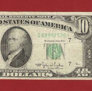 US CURRENCY 1950★ $10 FRN STAR OLD PAPER MONEY V. FINE
