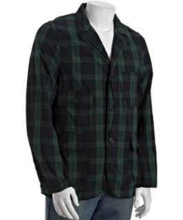 Woolrich Woolen Mills green plaid cotton Upland 3 button jacket 