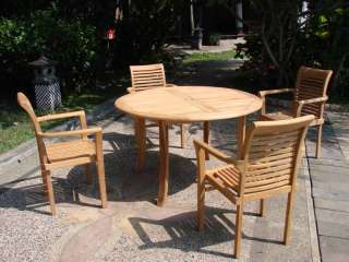   pc Dining 52 Round Table 4 Stacking Arm Chair Set Patio New  