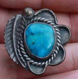 Handmade Old Pawn Navajo Sterling Silver & Turquoise Ring  