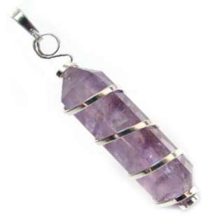 CRYSTAL Silver Twist PENDANT AMETHYST Reiki UpperChakra  