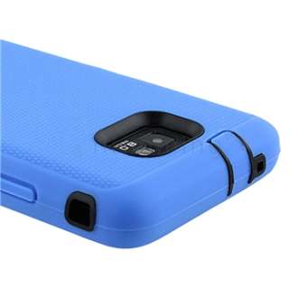 Black Hard Case Blue Skin+Privacy LCD Film+Charger For Samsung Galaxy 