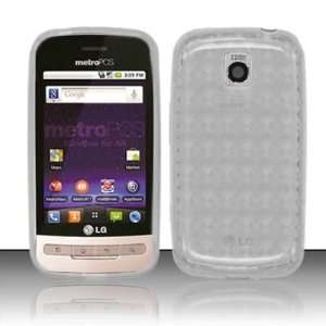 com CLEAR TPU GEL ARGYLE Skin Cover Case for LG Optimus M (Metro PCS 