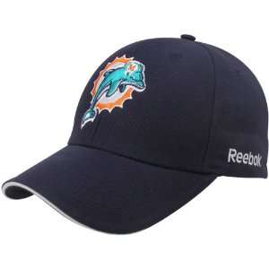  Reebok Miami Dolphins Navy Blue Structured Twill Adjustable Hat 