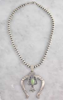 Albert James Brown Silver Green Turquoise Naja Necklace  