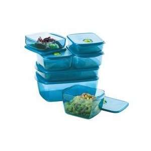  Tupperware Microwave Vent N Serve Large 7 Piece Set Aqua 