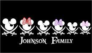 Mickey & Minnie Pirate Family Vinyl Car Decal Sticker  