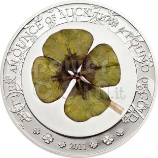 FOUR LEAF CLOVER Ounce Of Luck Silver Coin Palau 2011  