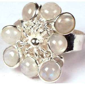  Rainbow Moonstone Bunch Ring   Sterling Silver Jewelry