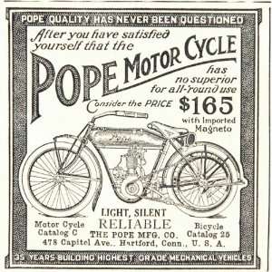  1912 Pope Motorcycle Motor Bike Hartford Connecticut Ad 