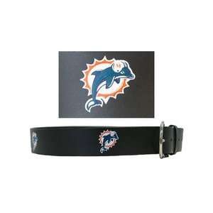    Embossed NFL Leather Belt   Miami Dolphins