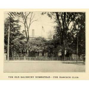  1898 Print Old Salisbury Homestead Hancock Club Building 