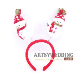 Christmas Gift, XMAS Ornament Double CUTE Snowmen Head Band RED  
