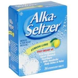 Alka Seltzer Antacid & Pain Relief Medicine Lemon Lime, Effervescent 