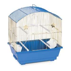   Hendryx 1404 Round Roof Parakeet Cage, Brass and Blue