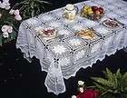 COTTON HANDMADE CROCHET LACE TABLECLOTH WHITE or BEIGE, OBLONG & ROUND 