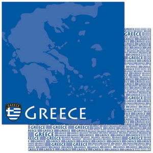 12x12 Reminisce Greece Passport Scrapbooking Paper 2 sheets 