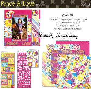 PEACE & LOVE 12X12 Scrapbooking Kit Paper Studio NEW  