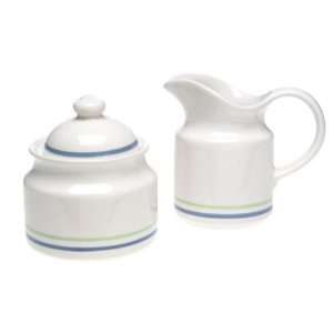   Band Stoneware Sugar and Creamer Set 