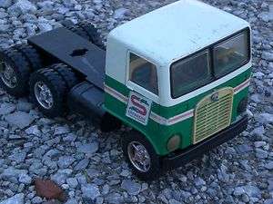 SEMI SAUNDERS TRUCK TRACTOR & 3 TRAILERS TIN FRICTION JAPAN 124 Scale 
