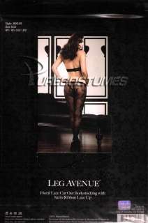 Leg Avenue Floral Lace Body Stocking with Satin Ribbon  