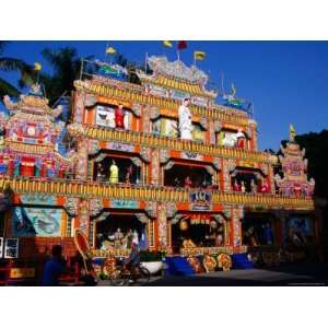 Colourful Plywood Temple Facade Erected for Festival, Tainan, Taiwan 