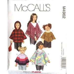   Pattern M4962 Girls Ponchos, CY (7 8 10 12) Arts, Crafts & Sewing