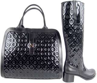 Napoleoni Italian Fashion Patent Boots Purse Set EU 36  