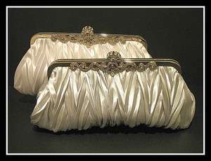 Silver/White  Satin  Evening clutch bag #109  