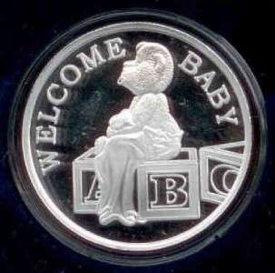 Silver Round Baby Welcome Bear Pacifier Blocks 2012 NEW SilverTowne 