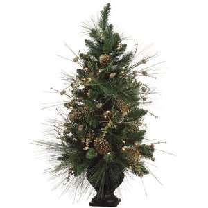   Glittered Pinecone/Pine Tree W/50 Lights in Pot Gold