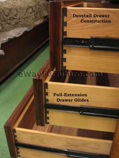   King Low Profile Sleigh Storage Bed Bedroom Set Hardwood Furniture
