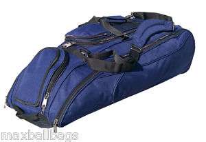 Navy Blue Baseball Softball Bat Equipment Roller Bag  
