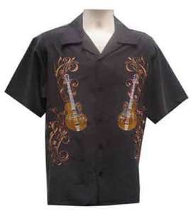 Rockabilly Guitars Embroidered DJ Club Shirt, Dragonfly  