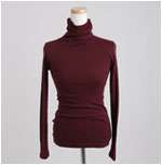 Womens Stylish Cotton Turtleneck Shirt (Wine)