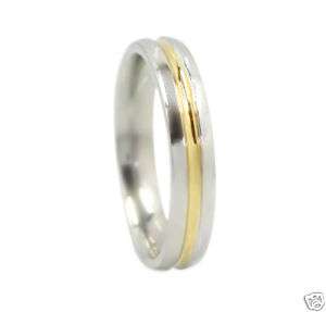 Unisex Stainless steel & 14k Wedding band Promise Ring  