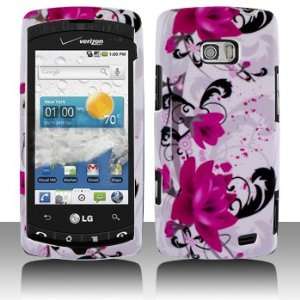 Red Purple Flowers on White Snap on Hard Skin Shell Protector Cover 